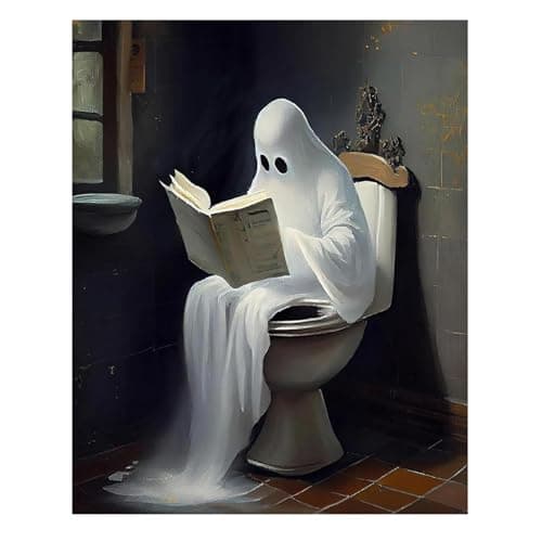 Reivworl Ghost Paint by Numbers Kit for Adults, Bathroom Paint by Numbers, Adult Paint by Number Kits for Gifts and Home Wall Decor 16x20 Inch