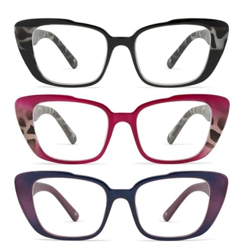 GiGimuna Blue Light Blocking Glasses for Woman Men,Bluelight Computer Phones Gaming TV fashion Glasses for Womens Mens Clear Lens,Blocks Blue Rays and UV Glare,Anti Eye Strain and Insomnia 3pcs BL62