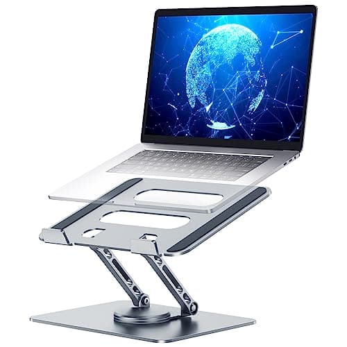 XGKDZJ Adjustable Laptop Stand, Ergonomic, Swivel, Foldable, 360 Rotation, Fits 10-15.6" Laptops, Grey