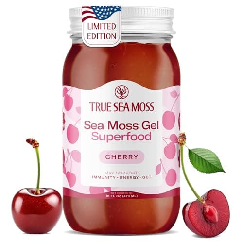 TrueSeaMoss Sea Moss Gel – Made in USA – Wildcrafted Seamoss, Fruits & Jarred Vegetables – Cherry, Pack of 1 (Labels may Vary)