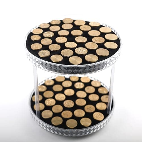 WUERLIN 64 Slot Wax Seal Stamp Storage Organizer with 2 Round Tier Acrylic Clear & Rotatable Design for Neatly Organizing Sealing Accessories and Wax Seal Stamp Heads