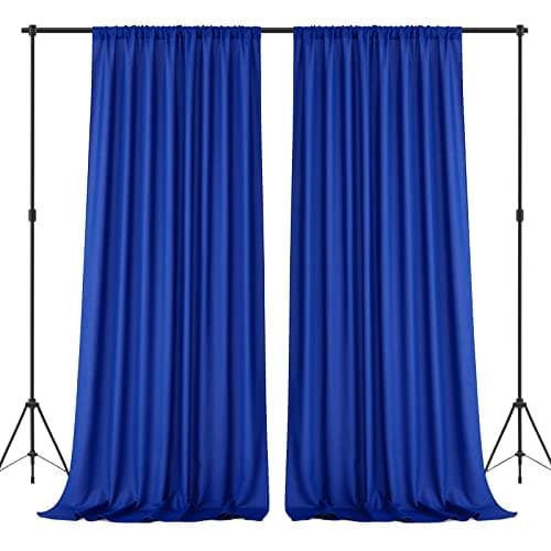 HOMEIDEAS 10ft x 10ft Royal Blue Backdrop Curtains, Photo Background Polyester Rod Pocket Drapes for Parties Wedding Decorations