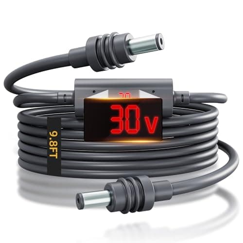 ToKismet Starlink Mini DC Power Cable – 18AWG Copper Wire with Real-Time Voltage & Current Display for Fast Troubleshooting, Waterproof Extension Accessories for Home, RV & Camping (3m/9.8ft)