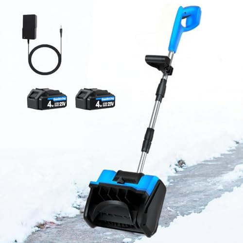 Cordless Snow Shovel, 21V Cordless Electric Snow Blower with Battery and Charger, 19FT Throw Distance, Lightweight 9.9lb for Driveway, Sidewalk, Steps, Patio(Blue)