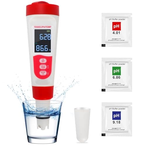 Digital Pool Water PH Tester - Multifunctional 4 in 1 PH Meter for Water/TDS/EC/Thermometer, TDS EC Meter Digital Water Tester with LCD Display for Drinking Water Swimming Pools Aquariums Hydroponics