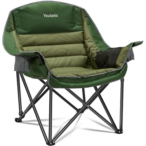 Youtanic Oversized Camping Chair, Portable Folding Camping Chairs with Side Pocket, Cup Holder and Carry Bag, Heavy Duty Outdoor Camping Chairs for Adults, Fishing, Sports, Trip, up to 400lbs, Style 2
