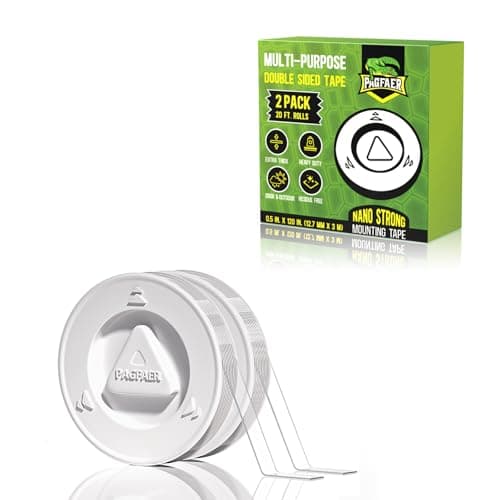 PAGFAER 2PCS Double Sided Tape Heavy Duty, 1/2" 10' Arcylic Nano Tape, Transparent Strong Two Sided Adhesive Mounting Tape, Clear Picture Hanging Strips for Wall, Poster, Photo, Craft