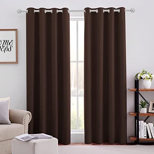 HOMEIDEAS Blackout Curtains for Bedroom 52 X 96 Inch Long 2 Panels Set Chocolate Brown Room Darkening Curtains/Drapes, Soundproof Thermal Grommet Window Curtains for Living Room