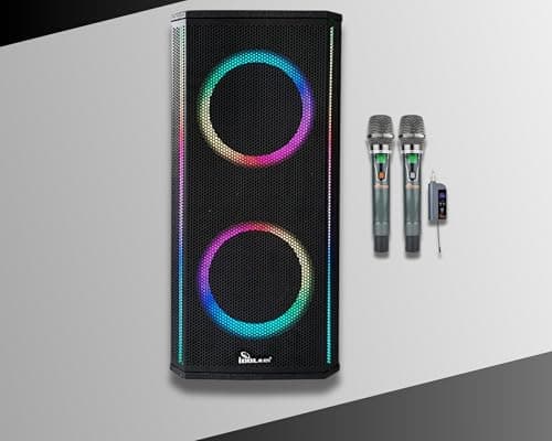 IDOlmain IPS-DJ10 Portable Livestreaming Powerful Bluetooth Rechargeable Karaoke Speaker with Optical|ARC Input, USB/SD Port, Recording, Reverb with Dual Wireless Microphone, Black