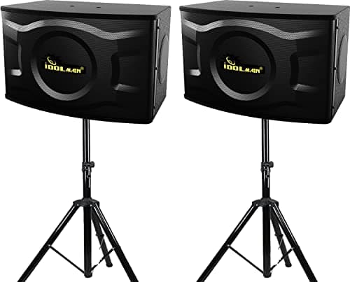 IDOLmain IPS-30 2000W 12" High Output Full Range Karaoke Loudspeaker with Stands Free Speaker Cables