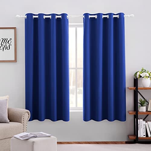 HOMEIDEAS Royal Blue Blackout Curtains 52 X 63 Inch Bedroom Curtains Set of 2 Panels Room Darkening Curtains, Thermal Grommet Light Blocking Window Drapes for Living Room