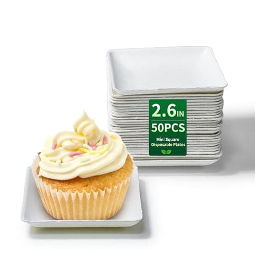 TreeMVI-2.6IN Disposable Mini Dessert Plates: 100PCS Paper Square Shape Appetizer Plate Side Dishes Fit Condiment Tray, Party, Food Tasting, Samples