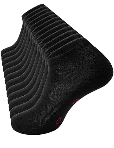Kinsew Ankle Socks Light Cushioned 6 Pack Foor Massage for Dad Acupressure Pointer Low Cut Gym Running US 11-12 Black