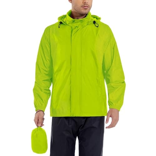 GIISAM Men’s Rain Jacket with Hood Lightweight Rain Coats Waterproof Raincoat Packable Windbreaker for Hiking Cycling