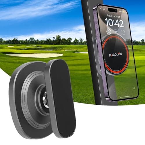 Aluminum Alloy Magnetic Golf Cart Phone Holder with N52 Magnets, Golf Accessories Compatible with MagSafe iPhone 17 Pro Max Plus 16 15 14 13 12 Mini Fits EZGO Yamaha Club Car Icon, Coolest Golf Gift