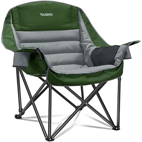 Youtanic Oversized Camping Chair, Portable Folding Camping Chairs with Side Pocket, Cup Holder and Carry Bag, Heavy Duty Outdoor Camping Chairs for Adults, Fishing, Sports, Trip, up to 400lbs, Style 7