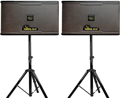 IDOLpro IPS-700 1200W Professional High Fidelity Vocal Karaoke Speakers with Stands Combo Free Speaker Cables