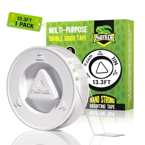 PAGFAER Double Sided Tape Heavy Duty, Extra Large 13.3FT Nano Tape, Transparent Strong Double Sided Adhesive Mounting Tape, Clear Picture Hanging Strips for Wall, Poster, Carpet, Craft