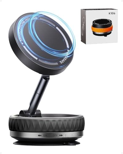 Intoval Vacuum Magnetic Phone Holder for Car, 360 Suction Cup Phone Mount with Snaplock Tech, Adjustable Magnet Stand for Your Car - Fit for Magsafe iPhone, Come with 2 Mag Rings, Flat Nano Sticker