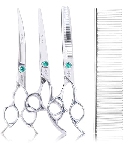 Stjuo Dog Grooming Scissors Set 4 in 1 Professional Pet Shears Made Of Japanese Advanced Stainless Steel Professional Grooming Scissors for Dogs Cats and Other Pets