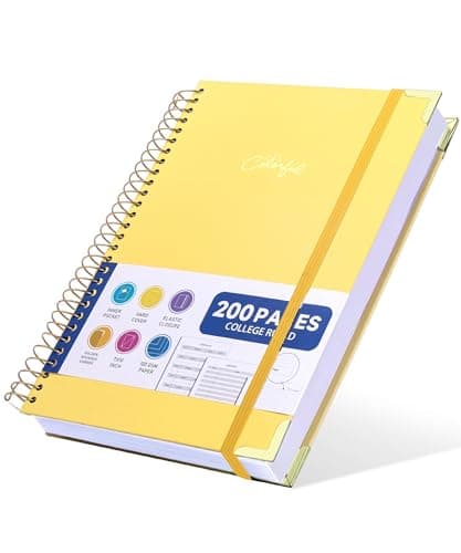 Yoment Hardcover Spiral Notebook Journal 7 X 10 with Contents, Contacts, College Ruled Notebooks for School Work B5 Aesthetic Cute Notebooks for Women, Yellow