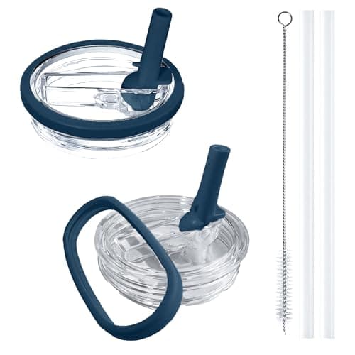 Aooiiysd 2 Pack 40 oz Tumbler Flip Straw Lid Replacement – Spill Proof & Splash Resistant Cover for Stanley Quencher – Reusable Accessories for Stanley 40 oz Cup (Blue)