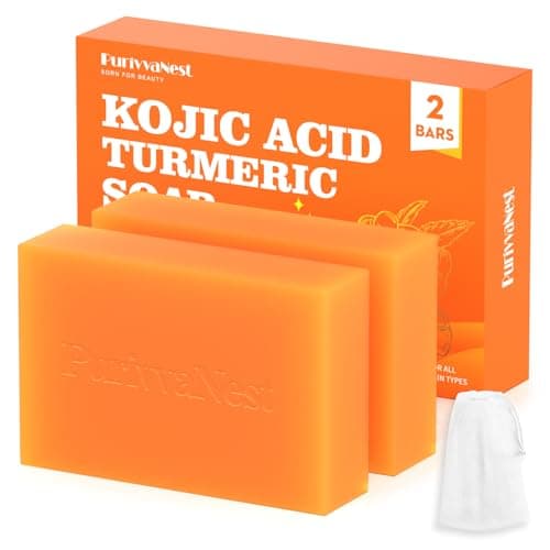 PurivvaNest Turmeric Soap Bar Dark Spot Kojic Acid soap Remover for face and body Even Skin Tone, Moisturizing & Nourishing Natural Ingredients（2Pack）