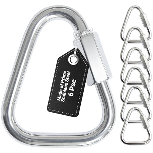 Triangle Carabiner Clips for Slackline - Heavy Duty Stainless Steel Chain Quick Link Connector - 6 Pack