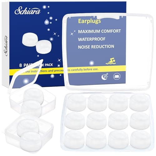 Schiara Ear Plugs for Sleeping, 8 Pair(16 Pieces) Moldable Noise Cancelling Silicone Earplugs for Swimming, Snoring, Sleep and Studying