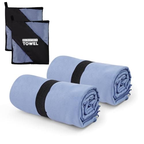 Yaozoon Microfiber Camping Towel for Face Quick Dry Lightweight Small Travel Body Beach Swimming Cycling Fishing Hiking Backpacking Towels(Navy Blue, 2 Pack S)