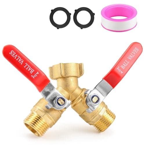 Hose Splitter 2 Way Heavy Duty, 3/4 Inch GHT Thread Y Valve Connector with Stainless Steel Long Handle, Full Flow Garden Brass Hose Splitter for Outdoor Watering, Irrigation, Washing