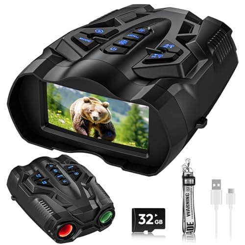 WISHBETY Night Vision Goggles,4K Night Vision Binoculars for Adults,3.5 Inch Screen,9 Levels IR Mode and 10X Digital Zoom for Outdoor Enthusiasts and Animal Watchers,32GB TF Card for Photos and Videos