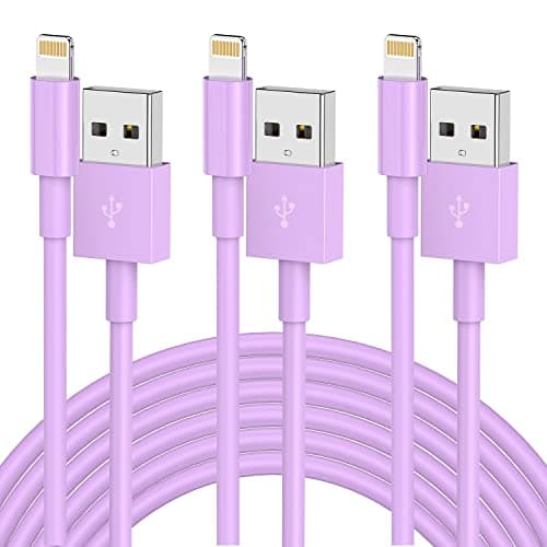 iPhone Charger Cable 10 Ft [Apple MFI Certified], QZIIW 3Pack 10 Feet Long USB to Lightning Cable, Apple Charging Power Cord 10 Foot for iPhone 14 13 12 11 Pro Max Mini XR X 9 8 7Plus 6 6s ipad-Purple