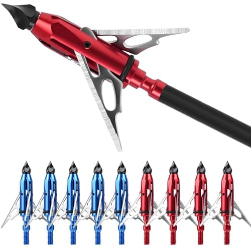 LOQOMI 10-Pack 100 Grain Broadheads for Compound Bows - Precision Archery Broadheads for Hunting, Crossbow Broadheads with Razor-Sharp Blades, Durable and Accurate Hunting Broadheads