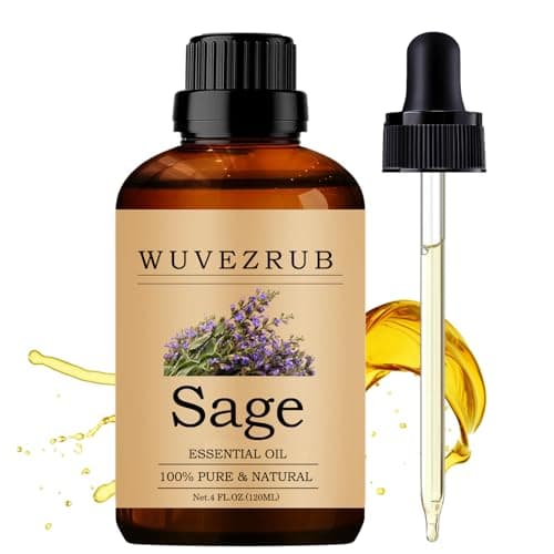 Wuvezrub Sage Essential Oils 120ML, 100% Pure and Natural Essential Oil for Aromatherapy Diffuser - 4 Fl Oz/Sage