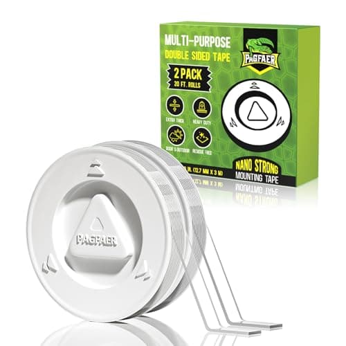 PAGFAER 2PCS Double Sided Tape Heavy Duty, Strong Double Sided Mounting Tape, Heavy Duty Double Sided Tape for Walls Clear Hanging Adhesive Strips(10ft-0.5in-0.08in)