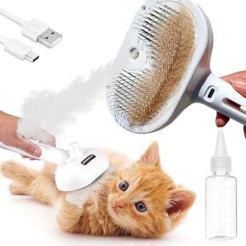 Vodolo Spritz Defur 3-in-1 Rechargeable Cat Grooming Brush - Steamy Hair Cleanser with Release Button, Self-Cleaning Electric Steamer, USB Port
