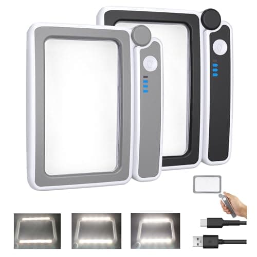 2 Pack Magnifying Glass with Light, Rechargeable Page Magnifier with 3 Light Modes Magnifying Glass for Reading Folding Handheld Lens with Clean Cloth Items for Grandma Grandpa Seniors Book Lovers