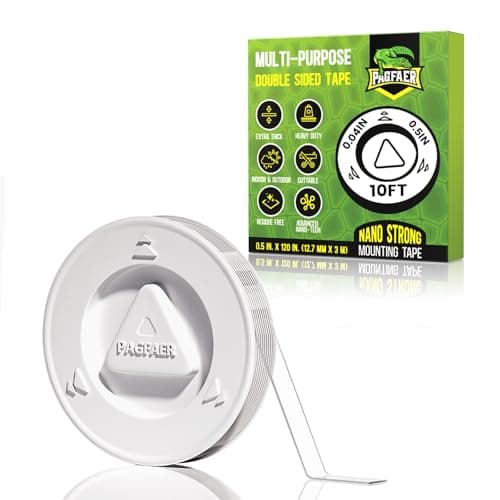 PAGFAER Thin Double Sided Tape, 1/2" 10' Arcylic Nano Tape, Transparent Two Sided Mounting Tape, Clear Hanging Adhesive Strips for Wall, Poster, Photo, Craft