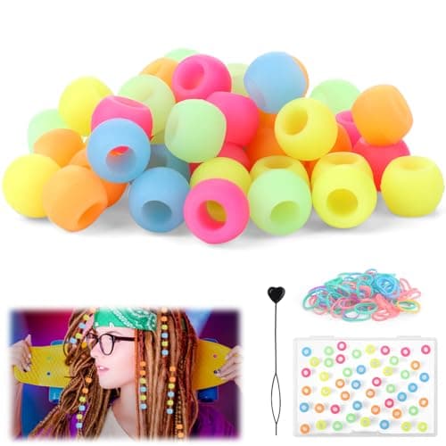 Vodolo 2 Pack 50 PCS Glowing Silicone Hair Beads for Kids Girls Braids