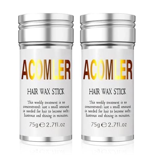 Acomler Hair Wax Stick, Wax Stick for Hair, Fly Away Stick for Hair, Slick Back Hair Products Frizz Control, Hair Accessories for Women&Kids, Hair Styling Wax Pomade Gel Stick (Pack of 2 Silver,5.4oz)
