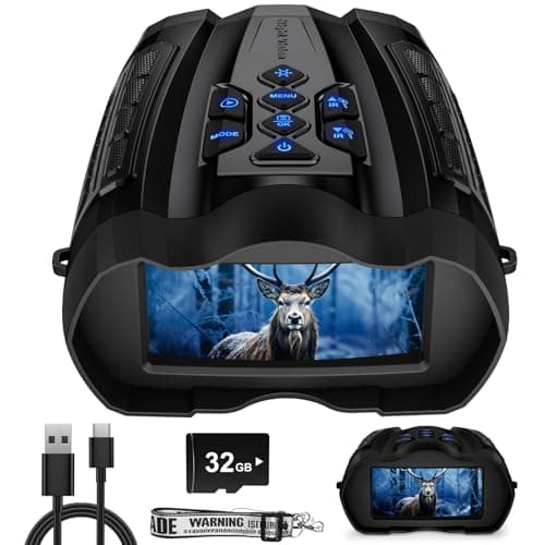 Night Vision Goggles,4K Night Vision Binoculars for Adult with 5000mAh Rechargeable Battery,16X Digital Zoom,3.5" HD Screen and 1000FT Viewing Range,32GB TF Card for Photo and Video,Ideal Gift for Men
