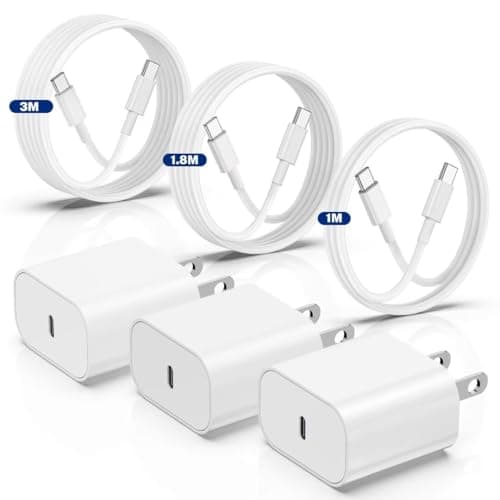 i Phone 17/16 Charger Fast Charging 3-Pack, 20W Type C Charger[3+6+10FT] USB C Wall Charger Cables for iPhone 16/15/15 Plus/15 Pro Max, iPad Pro/Air/AirPods/Samsung