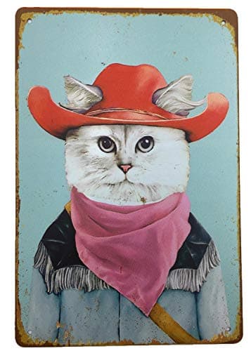 AIQIBAO Metal Vintage Tin Sign Decor-Dog Cat Wall Decor for Home Garage Bar Pub Kitchen Outdoor Retro Art Sign 12" X 8"