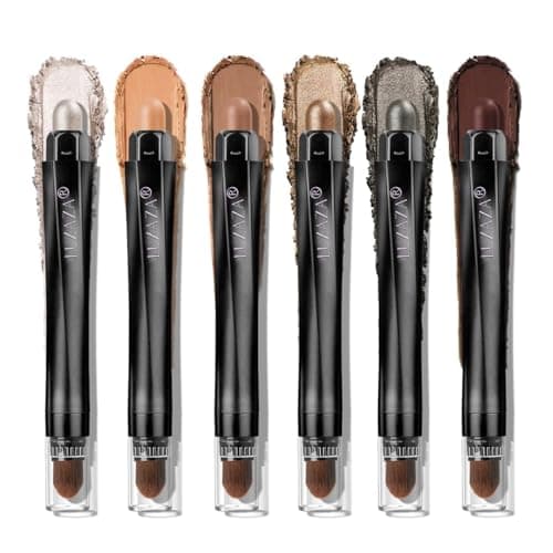 LUXAZA PRO Neutral Brown Eyeshadow Stick Makeup 6PCS Set, Metallic Shimmer Matte Cream Eye Shadow Eyeliner Brightener Pencil Crayon - BROWN LATTE