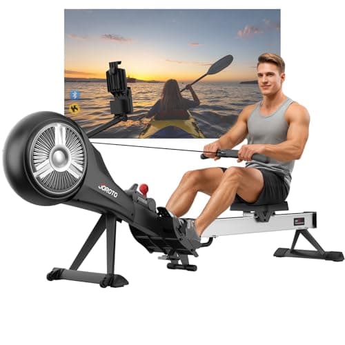 JOROTO Rowing Machine for Home, Air Magnetic/Water Foldable Rowing Machines with 10 Levels, Rower Machine with 350lbs Weight Capacity, App Compatiblem, Tablet Holder
