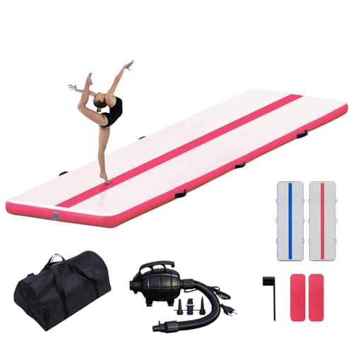 FunWater 10ft Inflatable Gymnastics Mat, Training Mats 4 inches Thick, Gymnastic Tumbling Tracks for Home Gym/Yoga/Cheerleading with Electric Pump
