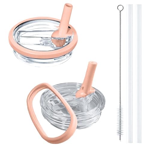 Aooiiysd 2 Pack Stanley Leak Proof Lid, Replacement Fit for 40 oz Stanley Quencher H2.0, Spill-Proof Design, High-End Anti-Fall And Heat-Resistant Material (Peach Color)