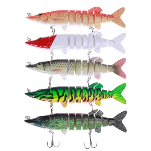 BULUSEL Fishing Lures, Bass Lures, Fishing Accessories, Multi-Jointed Swimbait, Bass Baits, Slow Sinking Lure with Triple Hooks(4#)