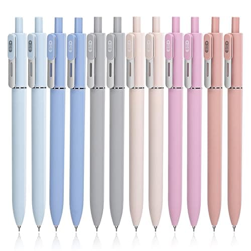 DR DOURONGE Retractable Gel Pens 12pcs, 0.5mm Fine Point, Quick Drying Black Ink, Smooth Writing, No smear, No skipping, Aesthetic Pens for Journaling, Note Taking, Office Pens for Women and Men